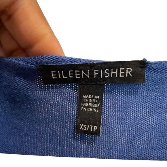 Eileen Fisher Sweater Womens XS Cotton-Silk Blue Colorblock Tunic Luxe Lagenlook - Picture 5 of 6